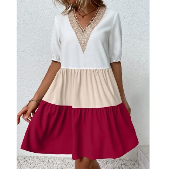 Boho Color Block Lace Oversized Dress - Picture 13 of 16